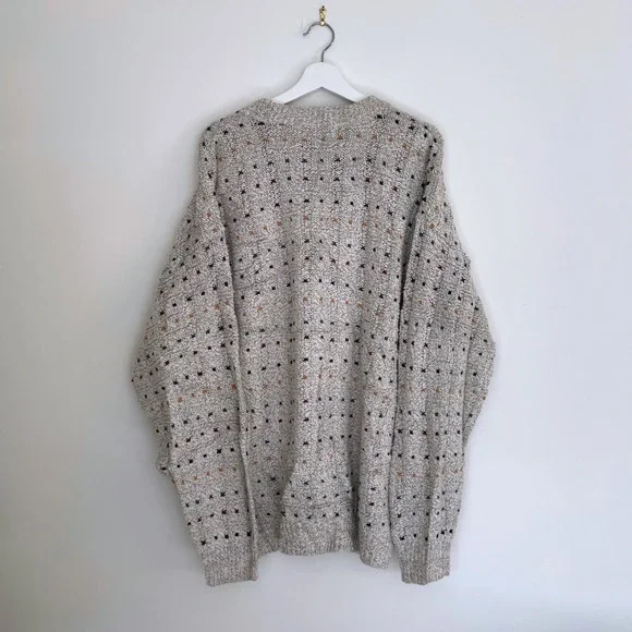 Vitage 1990's Grey Knit Sweater Large Great Lakes Chunky Knit Sweater Cottage - Picture 2 of 10